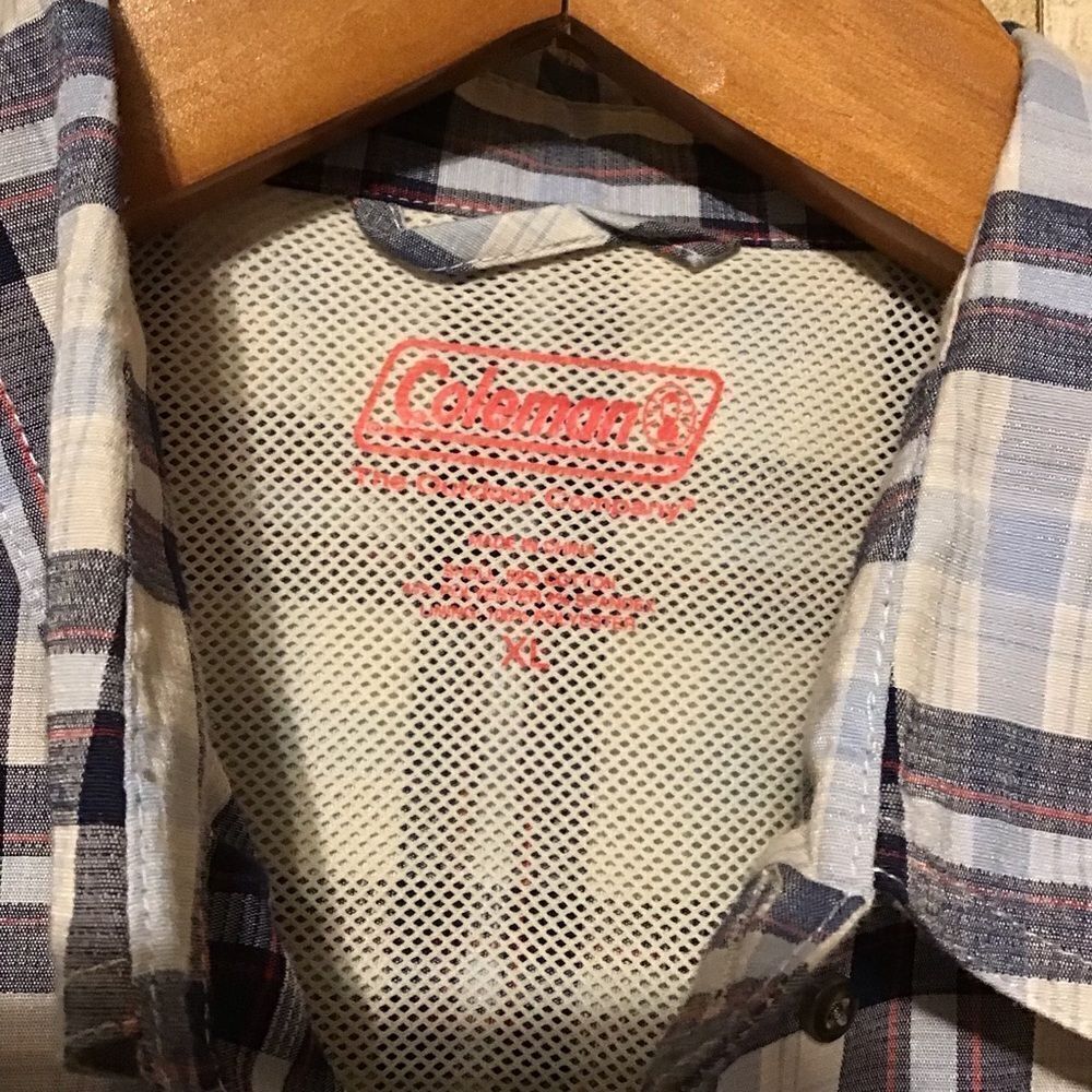 Coleman Blue Plaid Button Up‎ Outdoors Shirt XL - Picture 6 of 8